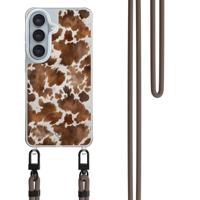 Samsung Galaxy S26 hoesje met donkerbruin koord - Koeienprint - thumbnail