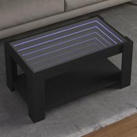 Salontafel met LED 93x53x45 cm bewerkt hout zwart - thumbnail