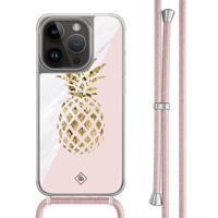 iPhone 14 Pro hoesje met rosegoud koord - Ananas - thumbnail