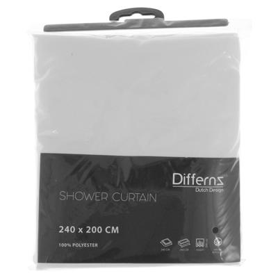 Differnz Color douchegordijn verzwaarde onderzoom 100% Polyester wit 240 x 200 cm