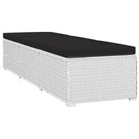 Ligbed met kussen en theetafel poly rattan wit - thumbnail