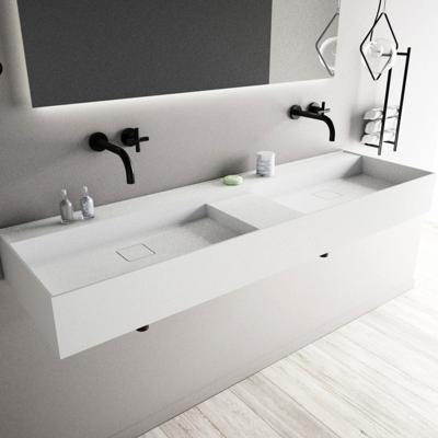 Wastafel Ideavit Solidbliss 150x45x16 cm Solid Surface 1 Midden Plateau Mat Wit Ideavit