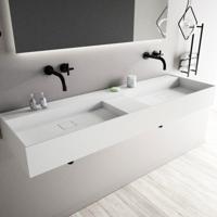 Wastafel Ideavit Solidbliss 150x45x16 cm Solid Surface 1 Midden Plateau Mat Wit Ideavit - thumbnail