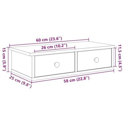 Wandschap met lades 60x25x15 cm bewerkt hout betongrijs Wandschap met lades 60x25x15 cm bewerkt hout betongrijs
