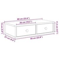 Wandschap met lades 60x25x15 cm bewerkt hout betongrijs - thumbnail