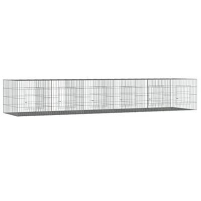 Konijnenkooi met 6 panelen 327x79x54 cm gegalvaniseerd ijzer - thumbnail