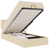 Ottoman bed met matras 80x200cm stof crèmekleurig - thumbnail