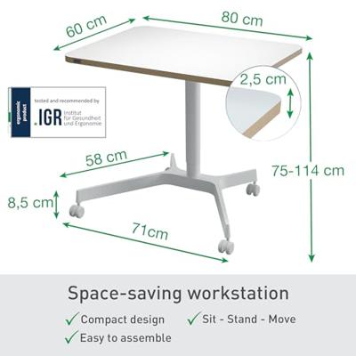 Leitz Ergo Zit/Sta bureau, klein, manueel, mobiel