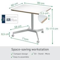 Leitz Ergo Zit/Sta bureau, klein, manueel, mobiel - thumbnail