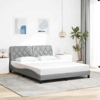 Bedframe zonder matras stof lichtgrijs 160x200 cm - thumbnail