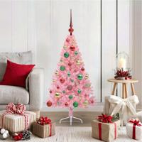VidaXL Kunstmatig voorverlicht kerstboom met 150 led roze 120 cm pvc - thumbnail