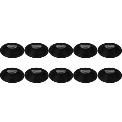 Zwarte Inbouwspot Set 10x GU10 - Rond Verdiept Ø82mm - Aluminium