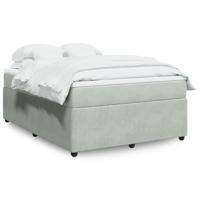 Boxspring met matras fluweel lichtgrijs 140x190 cm - thumbnail