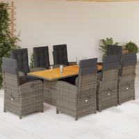 9-delige Tuinset met kussens poly rattan grijs - thumbnail