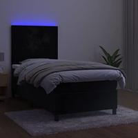 vidaXL Boxspring met matras en LED fluweel zwart 90x190 cm, bed, boxspringbed, tweepersoonsbed, slaapmeubel, boxspring bed, bed met matras, bedframe - thumbnail