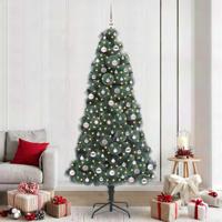 VidaXL Kunst kerstboom met verlichting en ballenset groen 240 cm pet - thumbnail