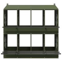 Kippennestkastje met 8 vakken olijfgroen metaal - thumbnail