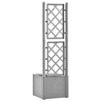 Plantenbak verhoogd met latwerk en zelfbewateringssysteem grijs - thumbnail