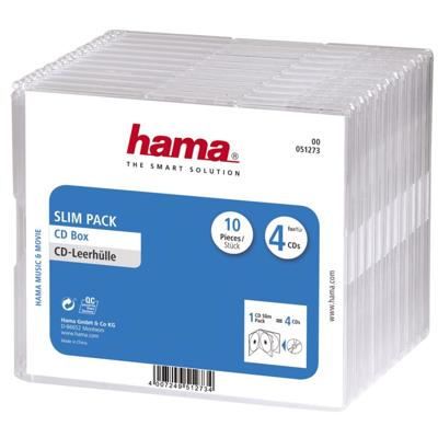 Hama 00051273 CD-hoes slim 4 CDs/DVDs/Blu-rays Transparant Polystereen 10 stuk(s) Hama 00051273 CD-hoes slim 4 CDs/DVDs/Blu-rays Transparant Polystereen 10 stuk(s)
