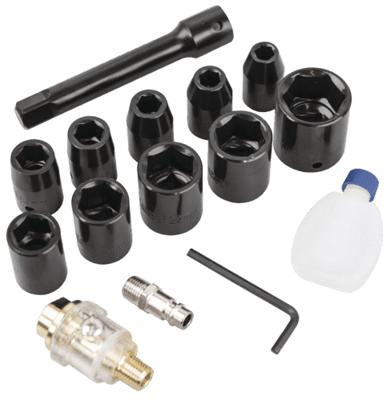 SCHEPPACH 1/2 pneumatische slagmoersleutelset - 32 Nm - 7.000 tpm (10 doppen, verlengstuk, smeermiddel en flesje olie)