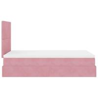 Ottoman bed met matrassen en LED's 120x200cm fluweel roze - thumbnail