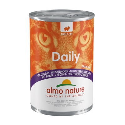 almo nature Daily Grain Free Kattenvoer, mousse met konijnen, complete voeding voor katten, natvoer 24 stuks (24 x 85 g)