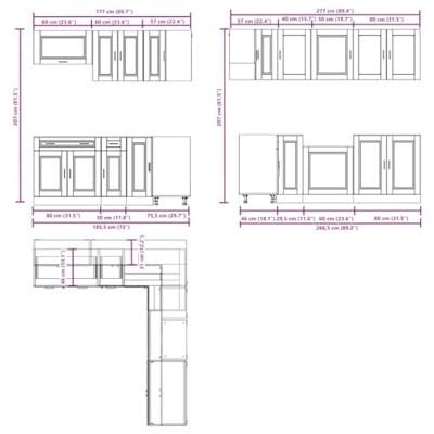 11-delige Keukenkastenset Porto bewerkt hout zwart