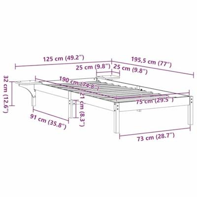 Bedframe met nachttafels Wit 75 x 190 cm Wit Bedframe met nachttafels Wit 75 x 190 cm Wit