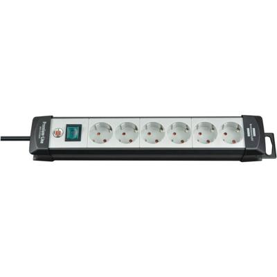 Brennenstuhl Premium-Line stekkerdoos 6-voudig zwart/lichtgrijs 3m H05VV-F 3G1,5 - 1951560100