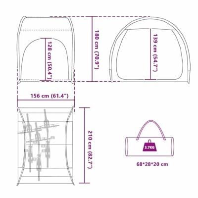 Fietstent met dak met opslag Groen 218 x 156 x 180 cm