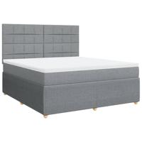 Boxspring met matras stof lichtgrijs 180x200 cm - thumbnail