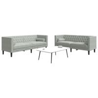 2-delige Loungeset Chesterfield met bolsters fluweel lichtgrijs - thumbnail