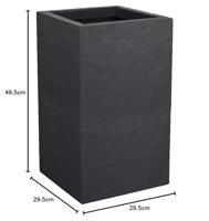 Vierkante bloempot, 30 cm hoog - EDA - Volcania Up - 36 L - Binnen/buiten - 29,5 x 29,5 x H49,5 cm - Antracietgrijs - thumbnail