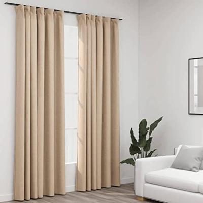 VidaXL Gordijnen linnen-look verduisterend haken 2 st 140x245 cm beige VidaXL Gordijnen linnen-look verduisterend haken 2 st 140x245 cm beige
