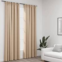 VidaXL Gordijnen linnen-look verduisterend haken 2 st 140x245 cm beige - thumbnail