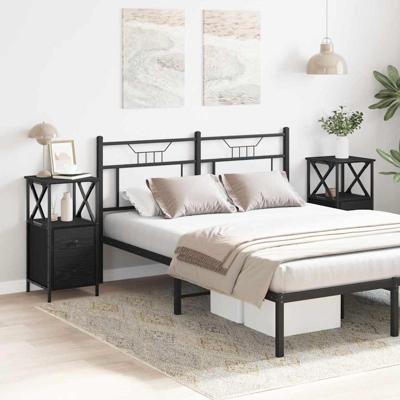Nachtkastje met lade 2 pcs Zwart eiken 34 x 35.5 x 70 cm