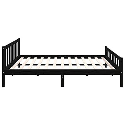 Bedframe massief hout zwart 160x200 cm