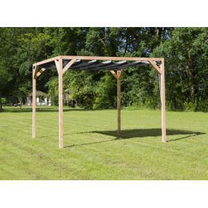 Vrijstaande pergola hout 2.9x5 meter met zwart kleurig harmonicadoek Vrijstaande pergola hout 2.9x5 meter met zwart kleurig harmonicadoek