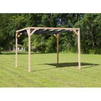 Vrijstaande pergola hout 2.9x5 meter met zwart kleurig harmonicadoek - thumbnail