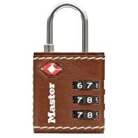 Hangslot masterlock 3-cijfer tsa 30 mm bruin leer - thumbnail