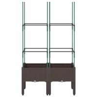 Plantenbak met latwerk 80x40x142,5 cm polypropeen bruin - thumbnail