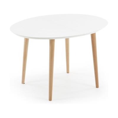 Kave Home Uitschuifbare Ovale Eettafel 'Oqui' 120 - 200 x 90cm, kleur Wit