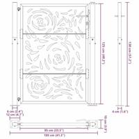 Poort met vlamontwerp 105x130 cm weervast staal - thumbnail