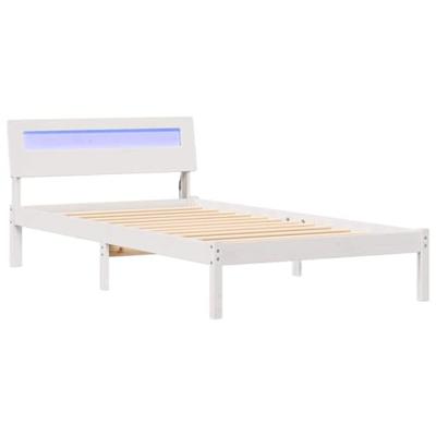 Bedframe met LED -striplichten met hoofdeinde Wit 75 x 190 cm Grenenhout Bedframe met LED -striplichten met hoofdeinde Wit 75 x 190 cm Grenenhout