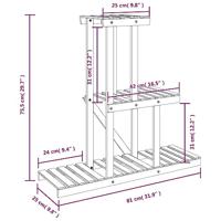 VidaXL Plantenstandaard 81x25x75,5 cm massief vurenhout - thumbnail