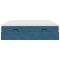 Ottoman bed met matrassen 160x200cm fluweel donkerblauw - thumbnail
