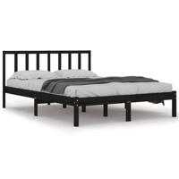 Bedframe massief grenenhout zwart 150x200 cm - thumbnail