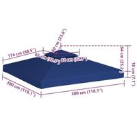 VidaXL Vervangend tentdoek prieel 310 g/m² 3x3 m donkerblauw - thumbnail
