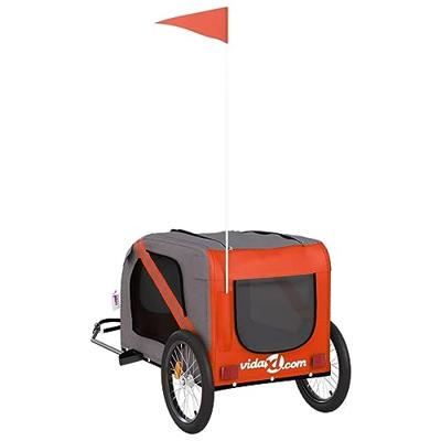 Hondenfietstrailer oxford stof en ijzer oranje en zwart