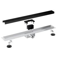 Adema Ralo douchegoot - 90cm - geperforeerd rooster - vloerflens - zwart mat SW679911/SW679932 - thumbnail